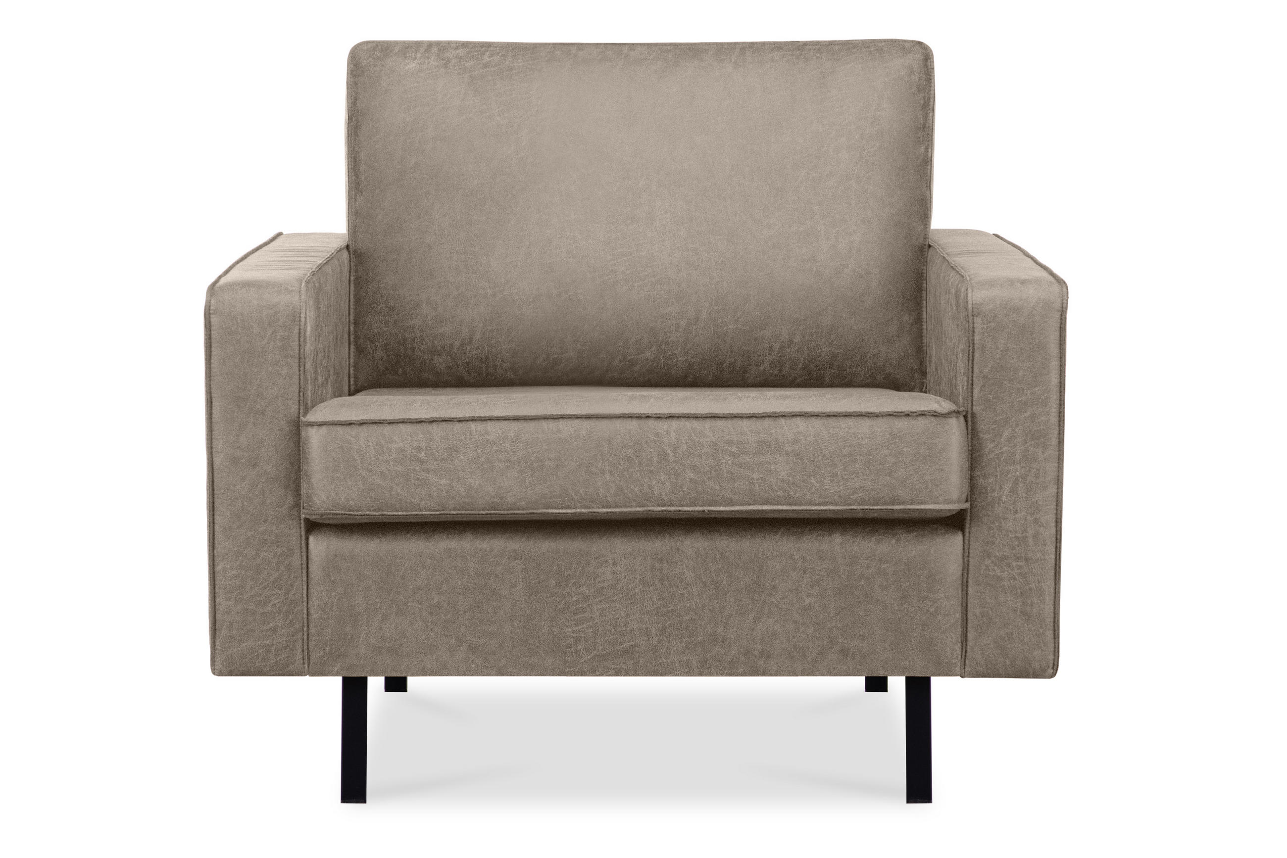SESSEL INVIA mit Armlehnen auf hohen Metallbeinen vintage, Lederoptik-Stoff, Hellgrau - Hellgrau/Schwarz, Textil (98/87/98cm) - KONSIMO®