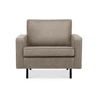 SESSEL INVIA mit Armlehnen auf hohen Metallbeinen vintage, Lederoptik-Stoff, Hellgrau - Hellgrau/Schwarz, Textil (98/87/98cm) - KONSIMO®