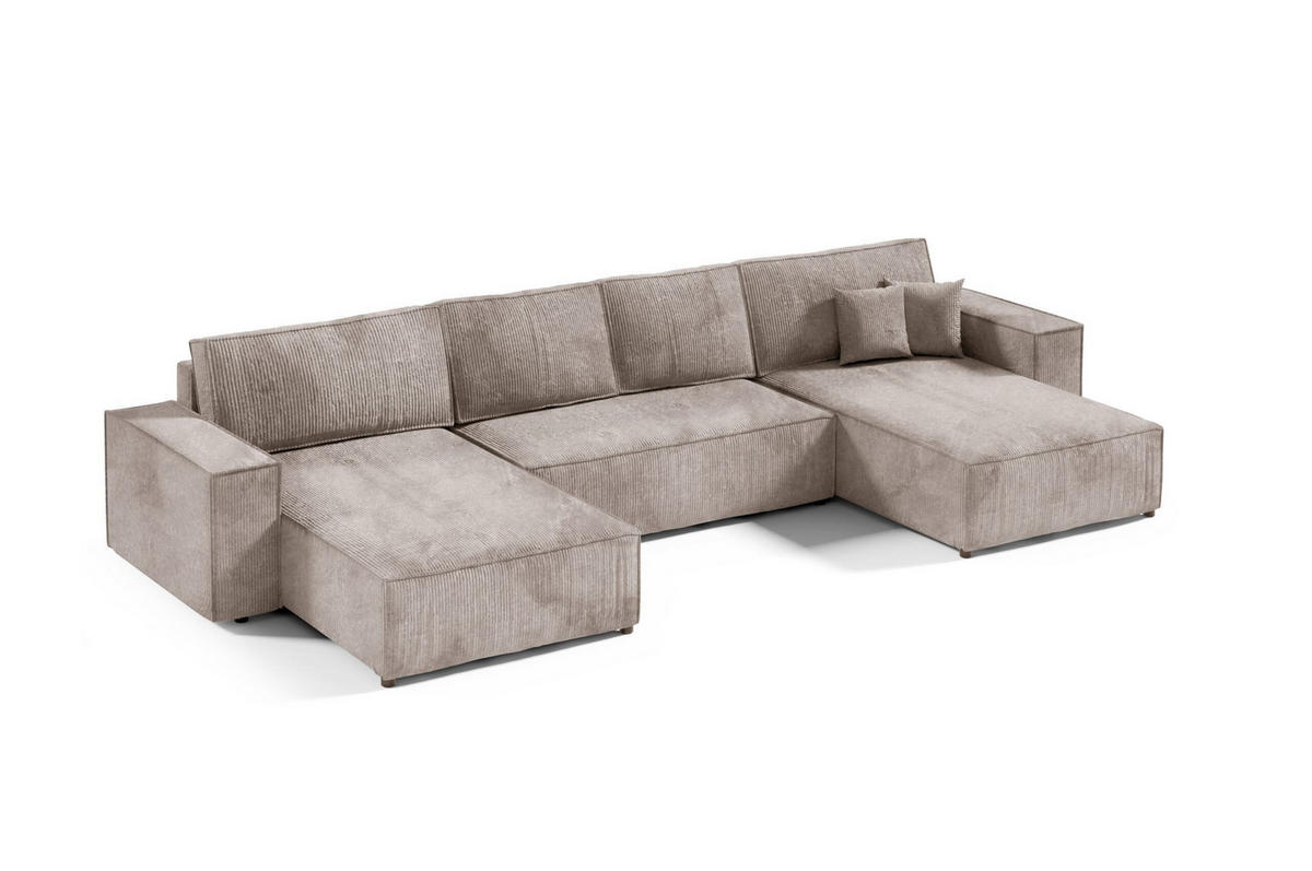 WOHNLANDSCHAFT mit Schlaffunktion Beige - Cappuccino, Textil (398/70/185cm) - Furnisell