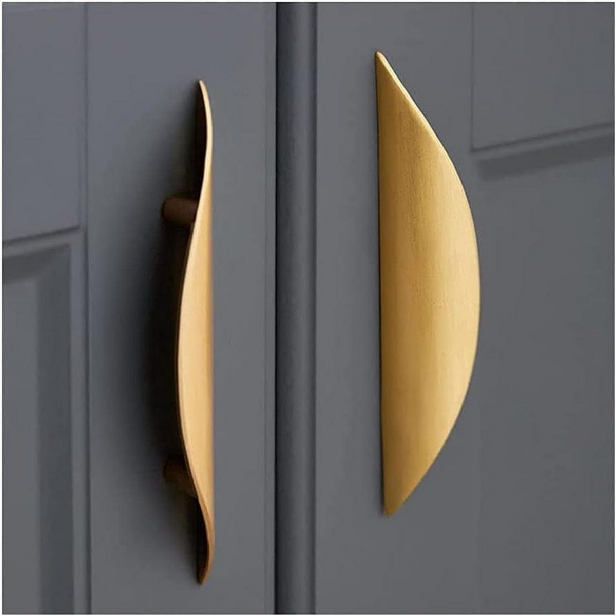 SCHRANKGRIFF 2er-Set Vergoldet 14,7 x 3,5 cm Lochabstand 96 mm mit Schrauben Kommode Schränke - Goldfarben, Metall (3.5/3.5/14.7cm) - MCBOSON