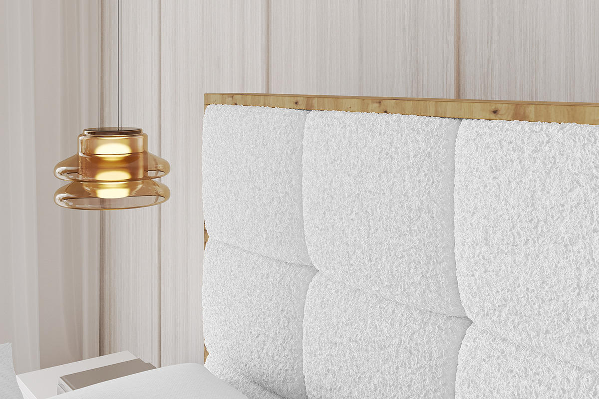 POLSTERBETT mit Bettkasten, Fußteil und Lattenrost, Boxbett mit Matratze H3/H4 - ENZO2-Z 180x200 Weiß - Weiß, Holzwerkstoff/Textil (180/200cm) - ALTDECOR
