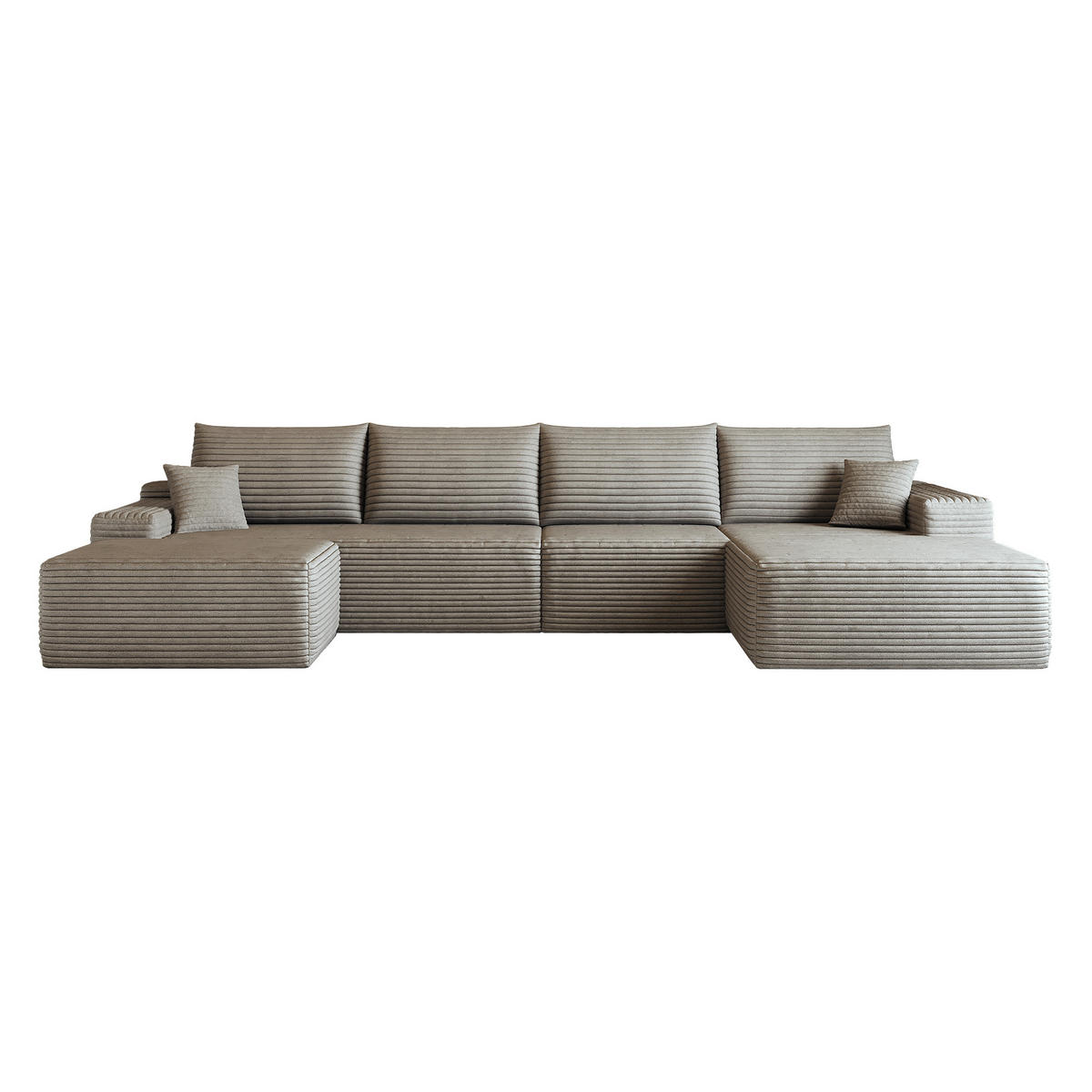 WOHNLANDSCHAFT DE-34857 U-Form 3-Sitzer Chaiselongue rechts Camel - Sandfarben, Textil (175/83/270cm) - ComfortXL