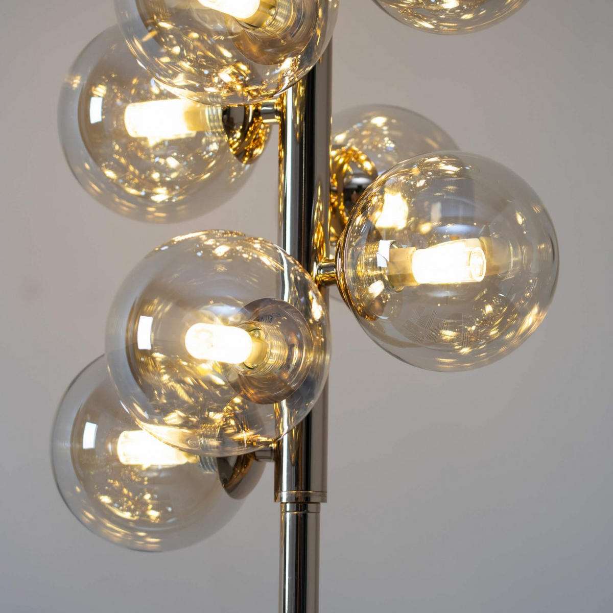 STEHLEUCHTE Ambrosia, Roségold und bernsteinfarben, 157.5cm - Roségold, Glas (157/26/157.5cm) - KOSILUM