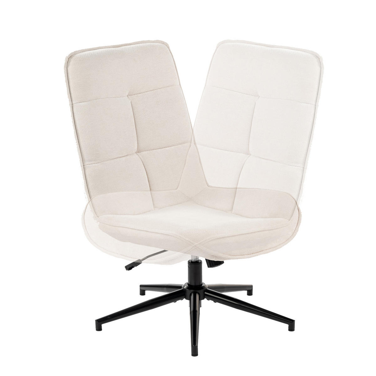 BÜROSTUHL, drehbar, mit Neigefunktion und Höhenverstellung von 35 bis 41 cm, Beige - Weiß, Textil/Metall (61/95/67cm) - Meubles Cosy