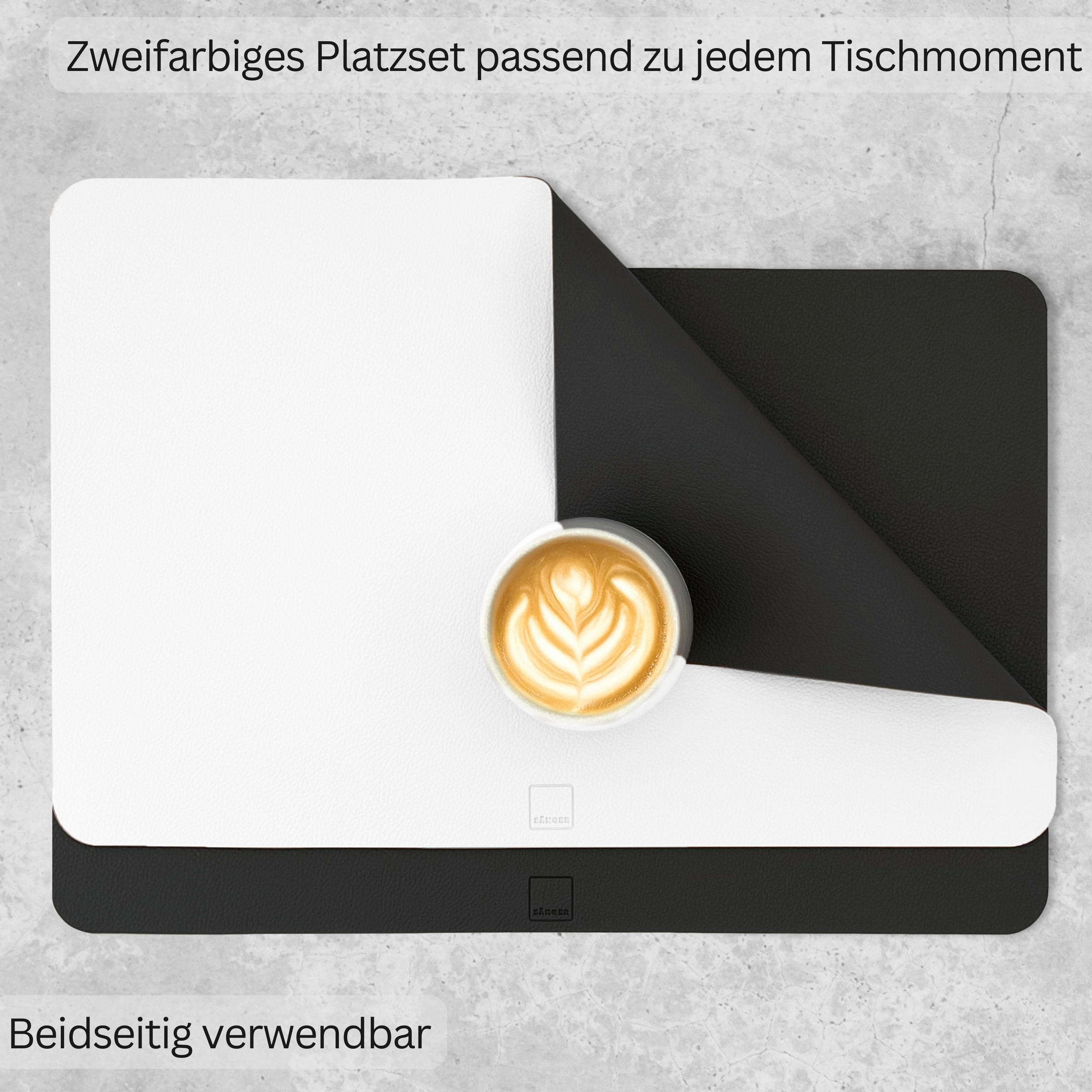 TISCHSET - Kunstleder - Doppelseitig - Schwarz/Weiß - Rechteckig - 44,5x30cm - 12 Stück - Schwarz/Weiß, Kunststoff (44.5/30cm) - Sänger