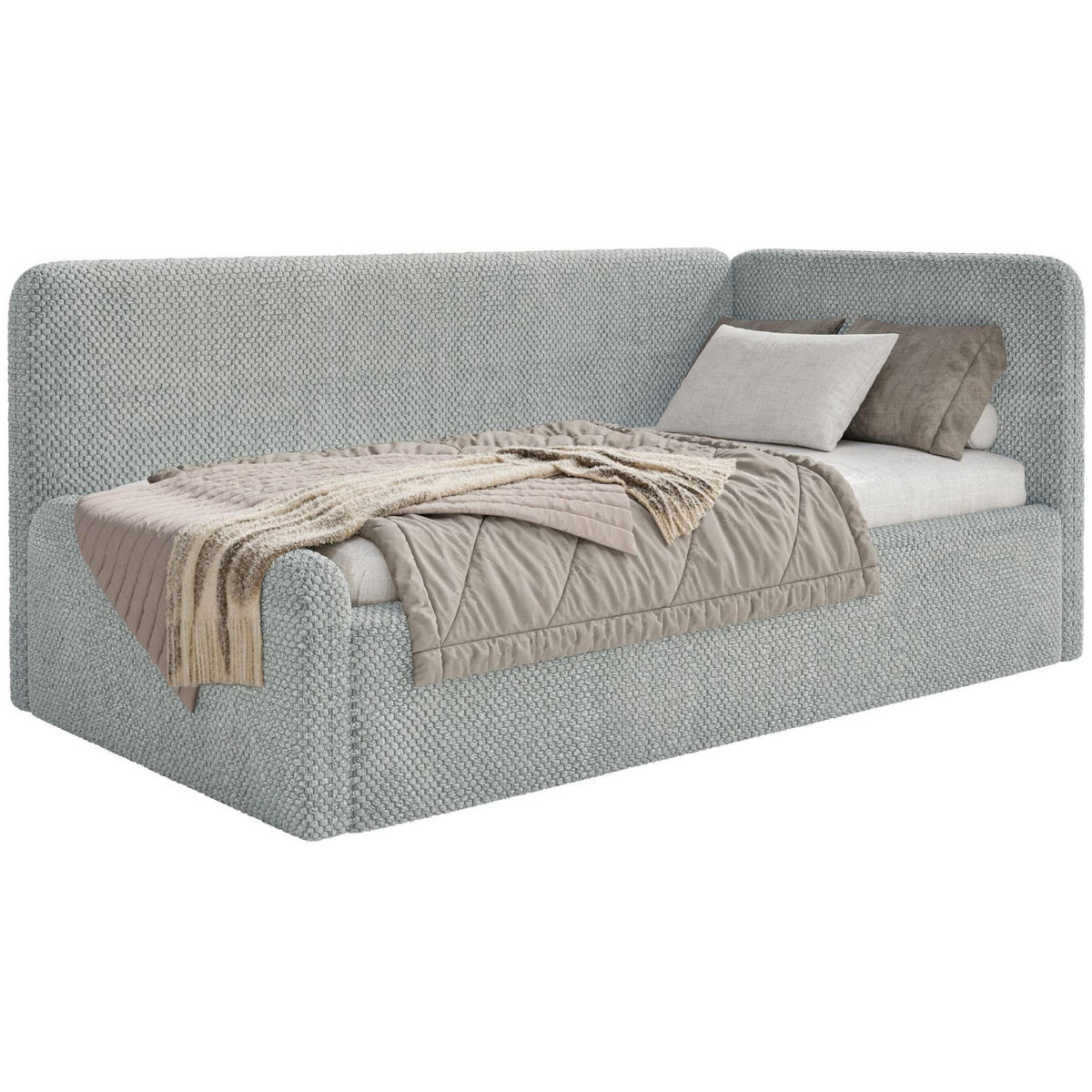 JUGENDBETT Fanko Samt Grau 90x200 cm - Schwarz/Grau, Kunststoff/Textil (90/200cm) - Selsey