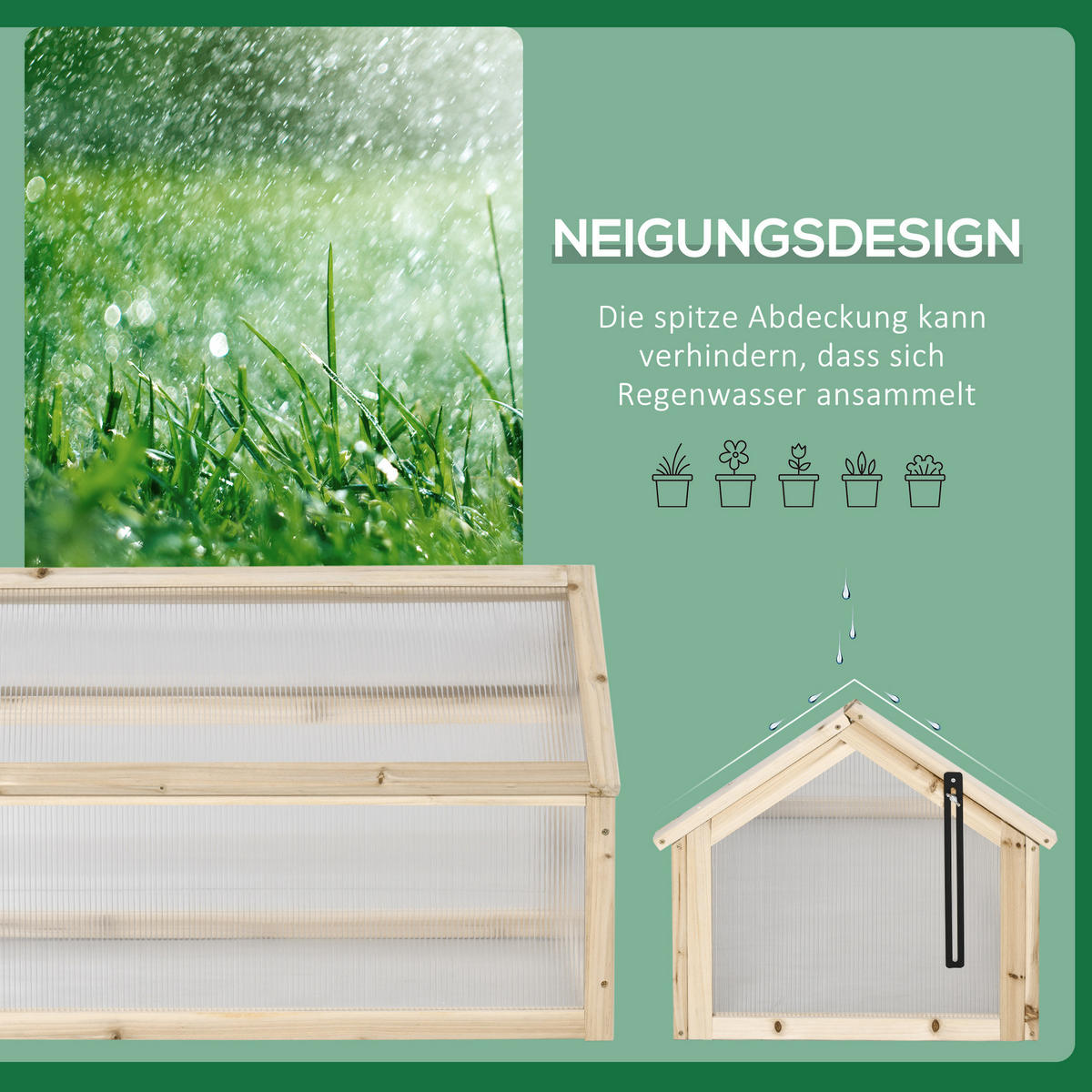 FRÜHBEET aus Holz 90 x 52 x 49,5 cm - Naturfarben, Holz (52/49.5/90cm) - Outsunny