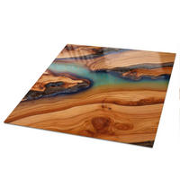 TISCHPLATTE 50x50 cm – Holzwellen - Braun, Glas (50/50/0.4cm) - Wallfluent
