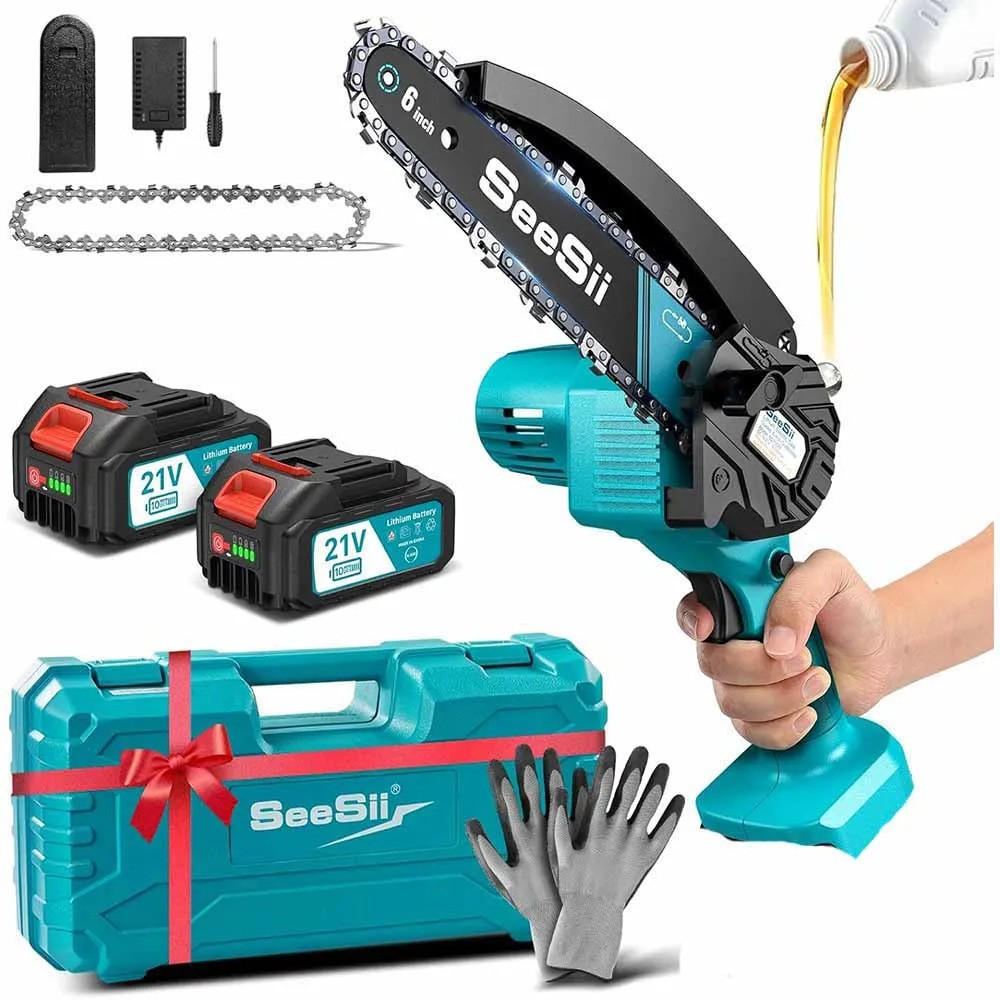 KETTENSÄGE kabellos 6 Zoll Makita-18V Kompatibel Mit 2 Akkus 4,0Ah - Blau, Metall (20/15/30cm) - Coonoor