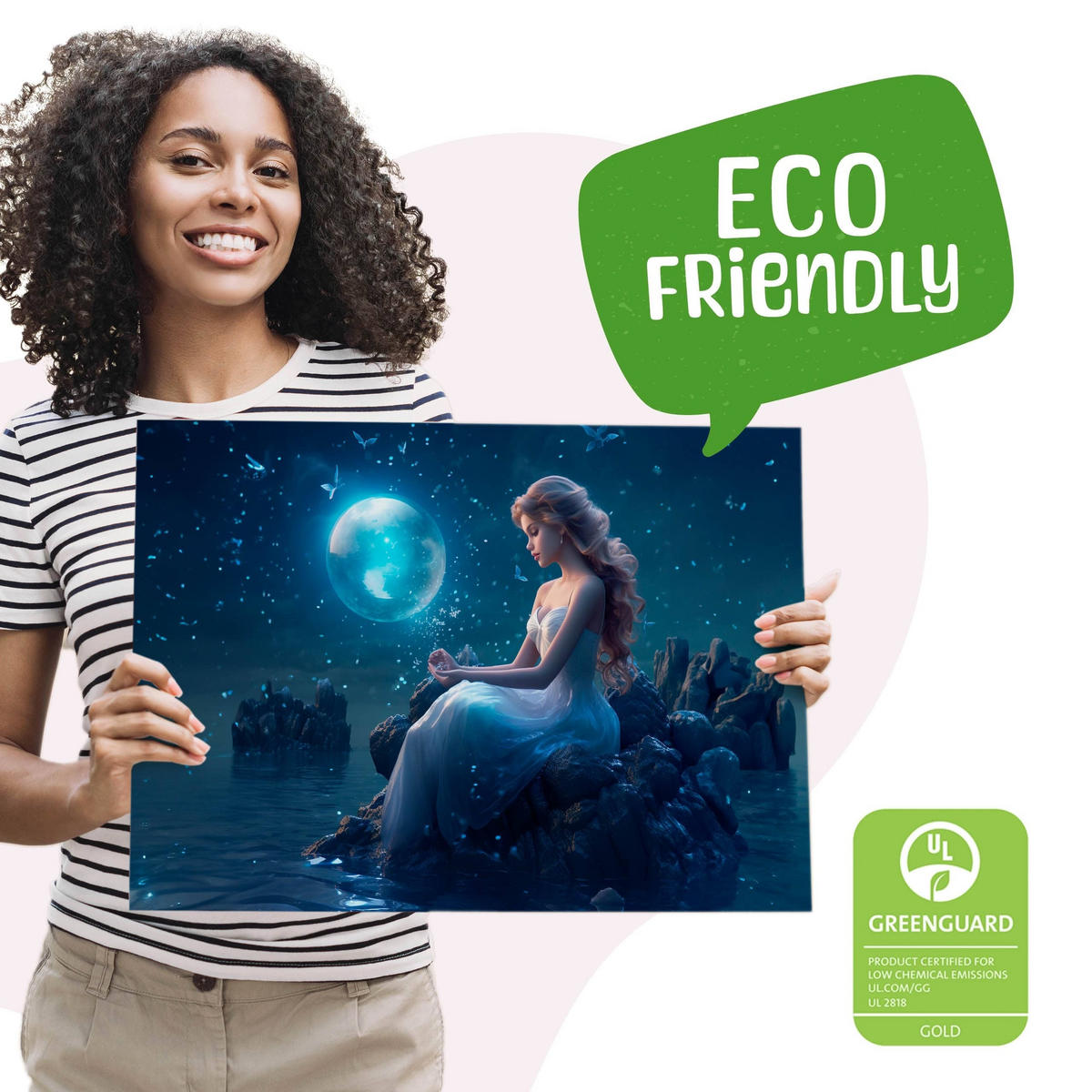 LEINWANDBILD für Schlafzimmer Frau Märchenland Abstraktion 100cm x 70cm - Blau/Violett, Textil (100/70cm) - Muralo