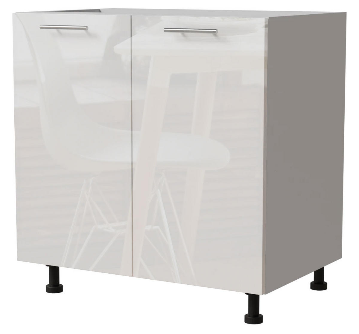 KÜCHENUNTERSCHRANK Essen D11/80 Weiß Hochglanz / Weiß Matt 80 / 50 / 82cm - Weiß Hochglanz/Weiß, Holz/Holzwerkstoff (80/82/50cm) - Feldmann-Wohnen