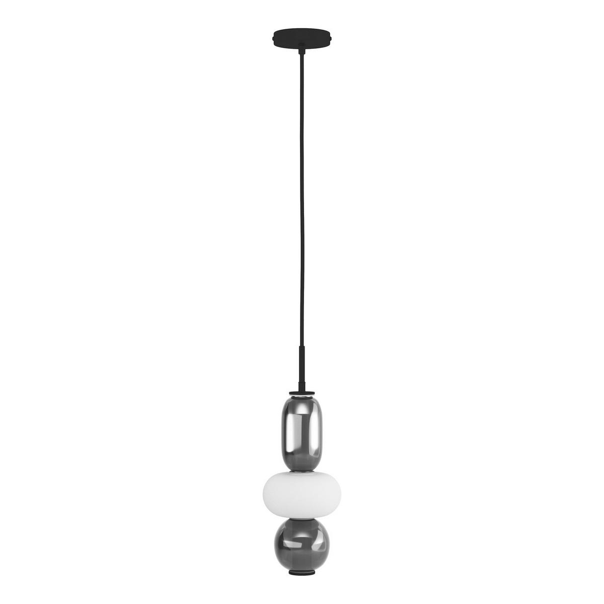 PENDELLEUCHTE - Glas / Eisen - 1-flammig - Schwarz/Weiß, Glas/Metall (17/17/150cm) - home24