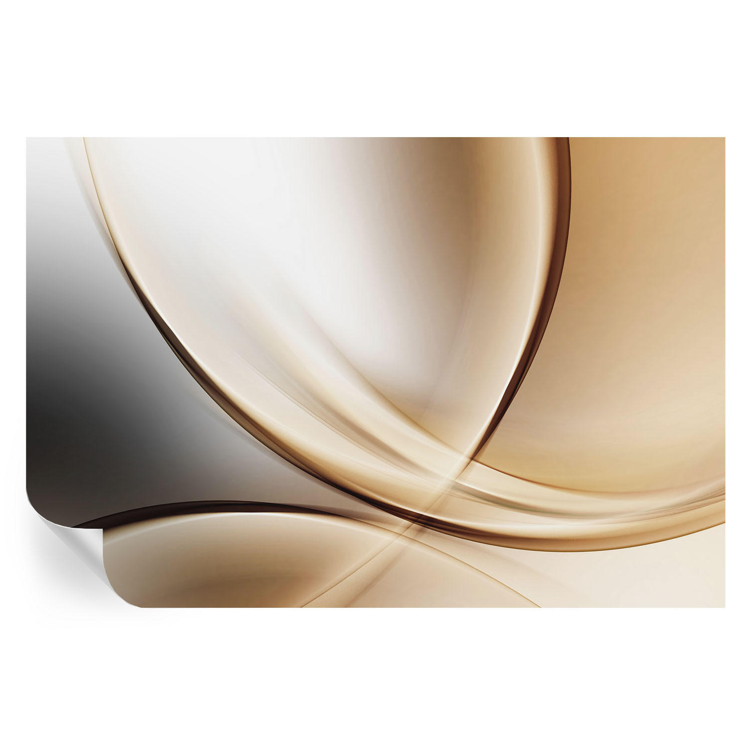 FOTOTAPETE 104x70 cm - Abgerundete Linien - Beige, Textil (104/70cm) - Wallfluent