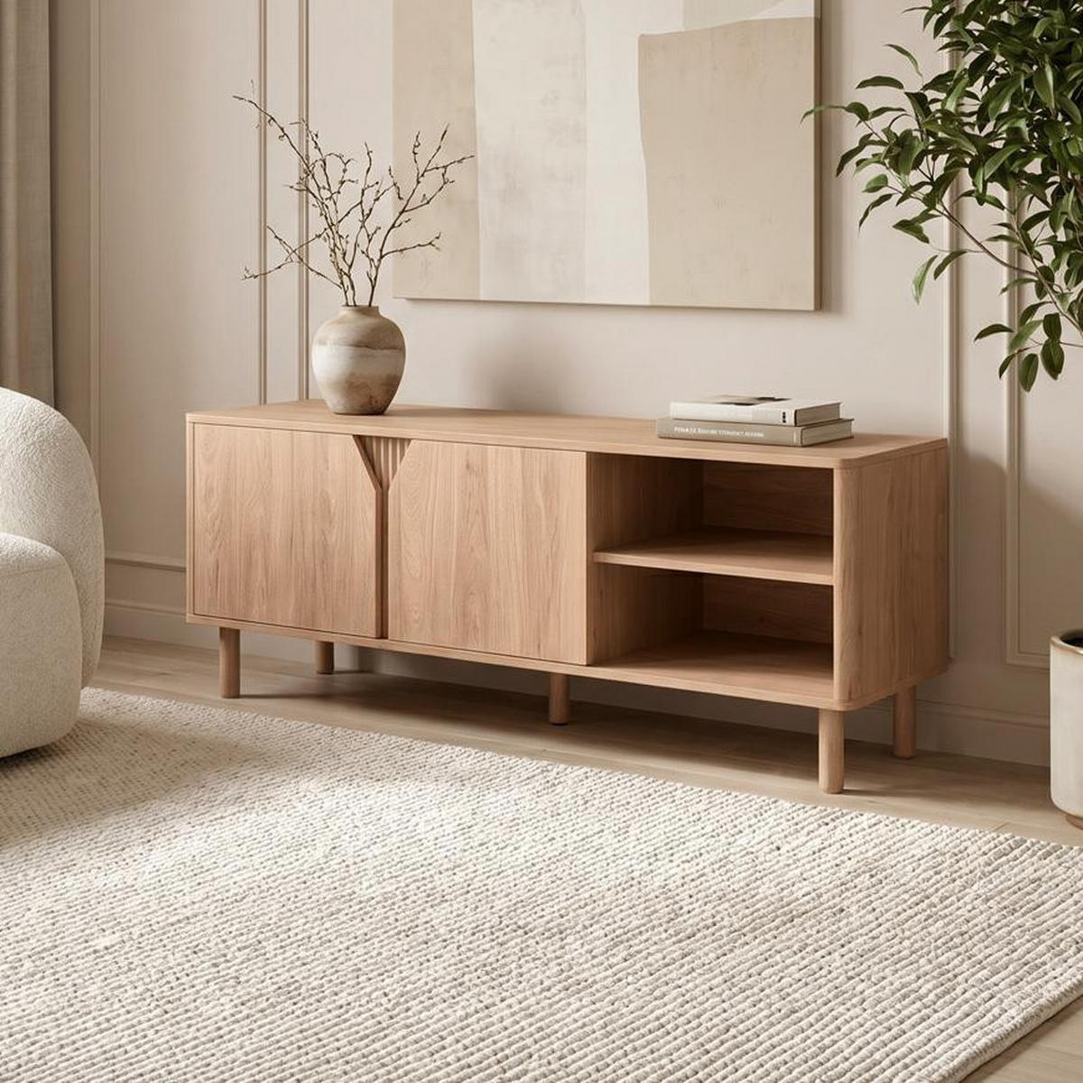TV-MÖBEL Skandinavisches, 140 cm, Eichenoptik - SOAN - Eichefarben, Holzwerkstoff (140/56/40cm) - Sicaan