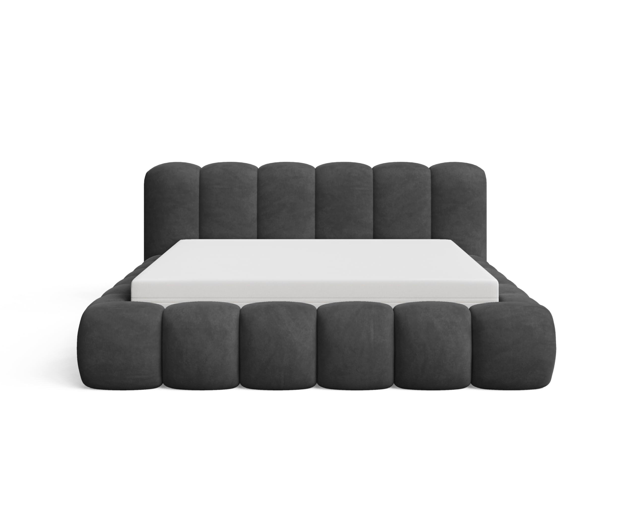 POLSTERBETT 200x200 mit Bettkasten, Lattenrost und Kopfteil, Velluto-Samt Stoffbezug Schwarz - Schwarz, Holz (200/200cm) - Chilly