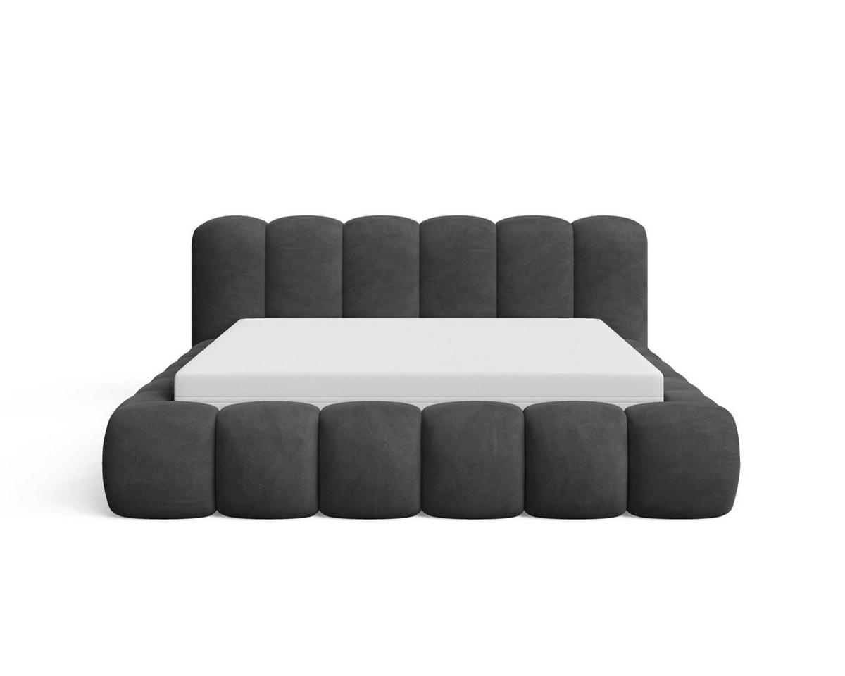 POLSTERBETT 160x200 mit Bettkasten, Lattenrost und Kopfteil, Velluto-Samt Stoffbezug Schwarz - Schwarz, Holz (160/200cm) - Chilly