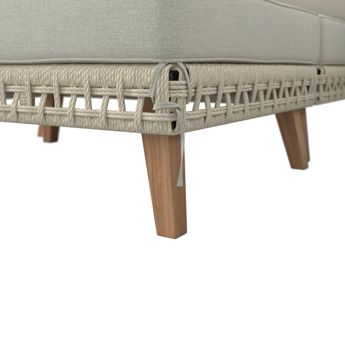 LOUNGEGARNITUR Marilou Creme/ Hellgr Outdoorstoff/Kunststoff - Hellgrau, Holz