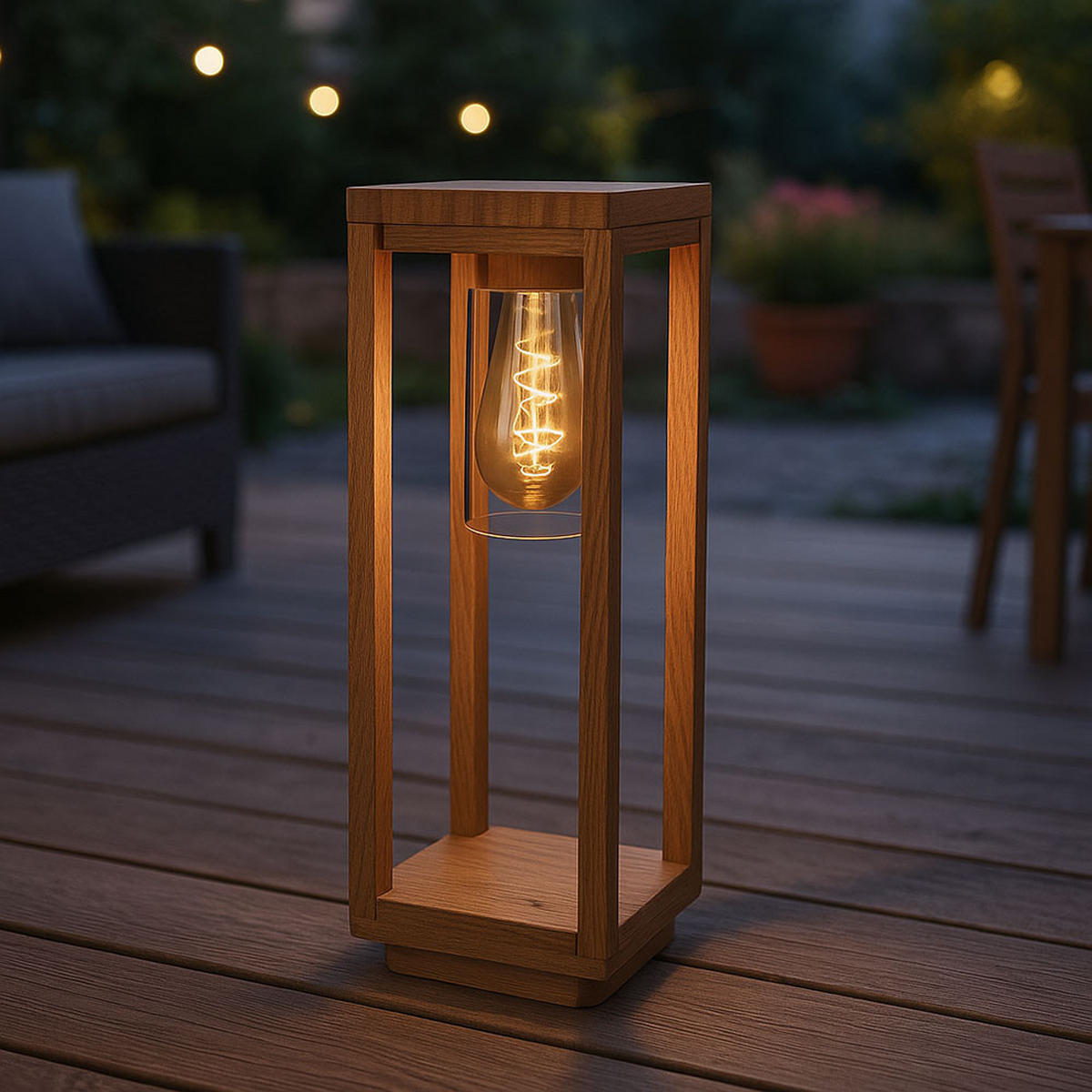 LED SOCKELLEUCHTE Aluminium Holzoptik Braun - Braun, Metall (15/15/50cm) - Globo Lighting