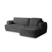 ECKSOFA SENTI P R-S Graphitfarben Kordstoff mit Schlaffunktion - Graphitfarben, Holz (246/148cm) - MASSENO