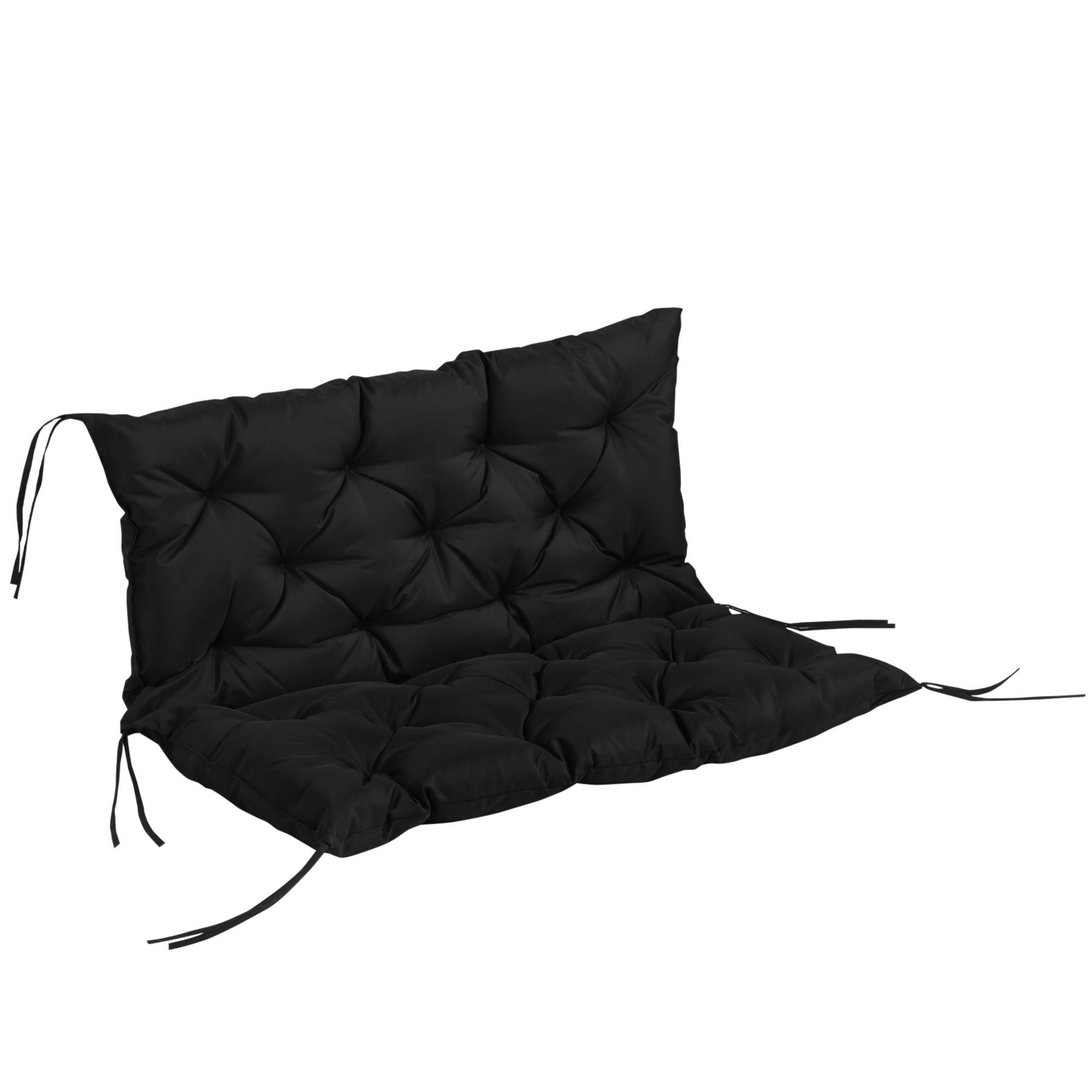 BANKAUFLAGE 3-Sitzer 100x98x8 cm - Schwarz, Kunststoff (98/8/100cm) - Outsunny