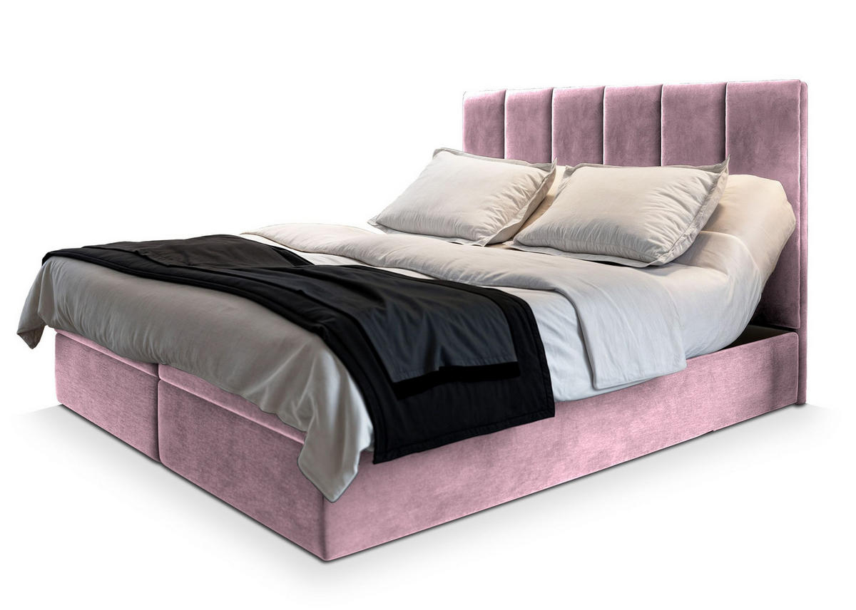 BOXBETT BARINO 140x200 cm mit Matratze und Topper - Rosa - Rosa, Holz (140/200cm) - MASSENO