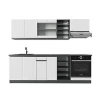 KÜCHENZEILE R-Line Weiß/Anthrazit 240 cm J-Shape - Anthrazit/Weiß, Holzwerkstoff (240/81.6/46cm) - Vicco