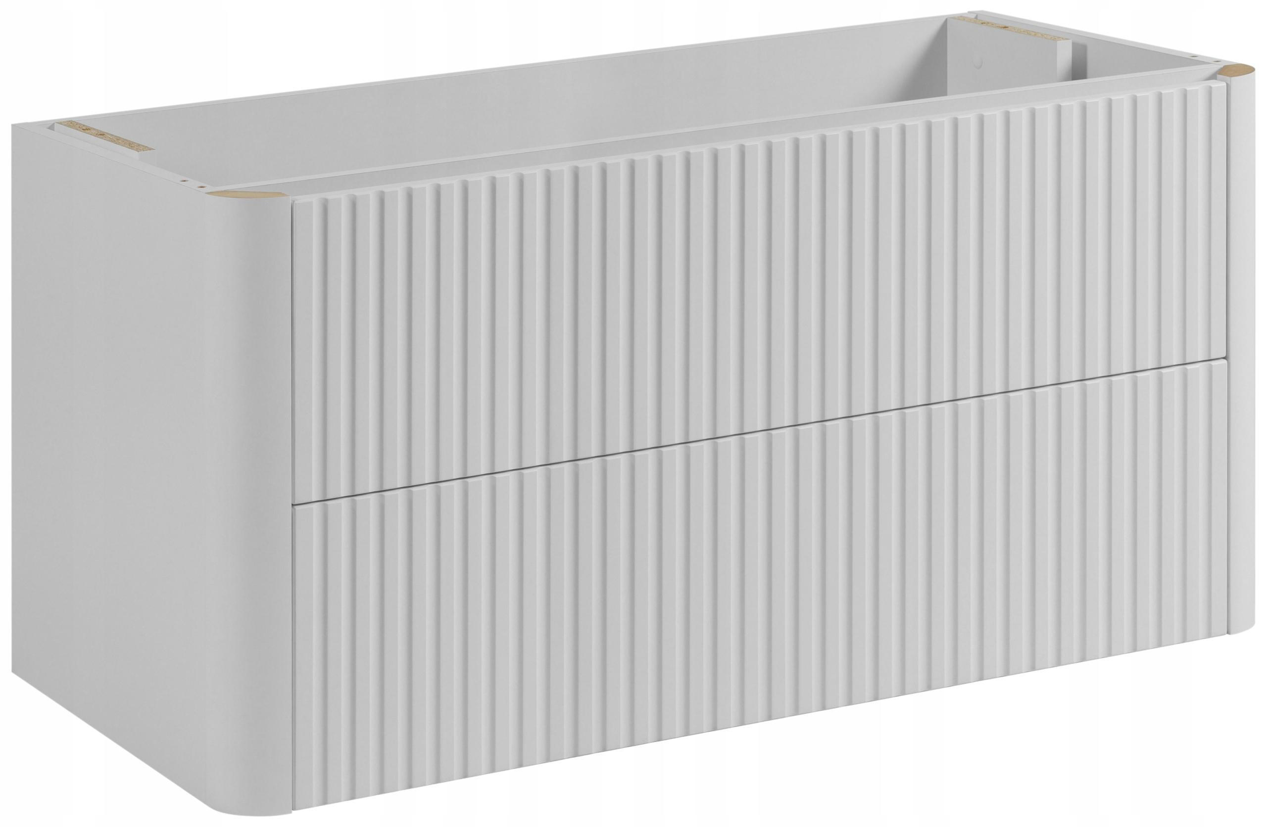 WASCHBECKENUNTERSCHRANK LINEA hängend geriffelt Weiß matt 100/48/44 cm - Weiß, Holzwerkstoff (100/48.4/43.7cm) - Rodan