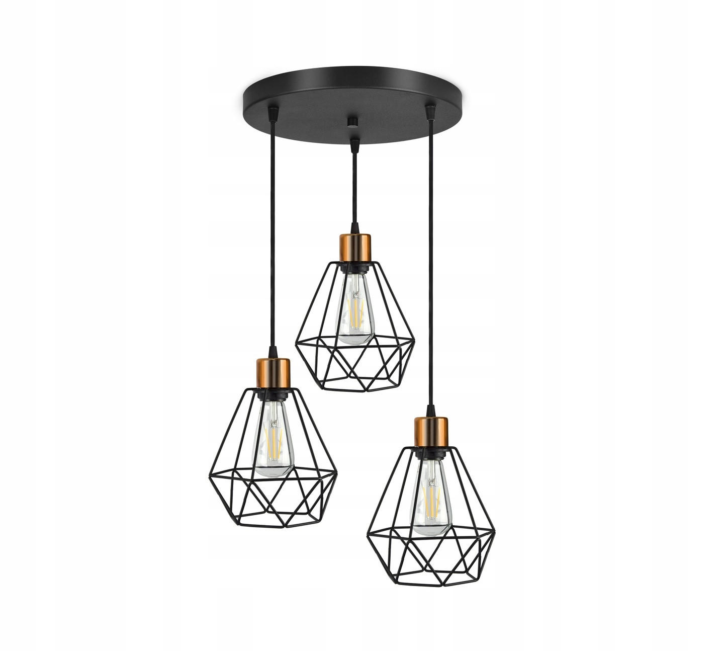 PENDELLEUCHTE EDISON II - Goldfarben/Schwarz, Metall (45/45/100cm) - kiki design