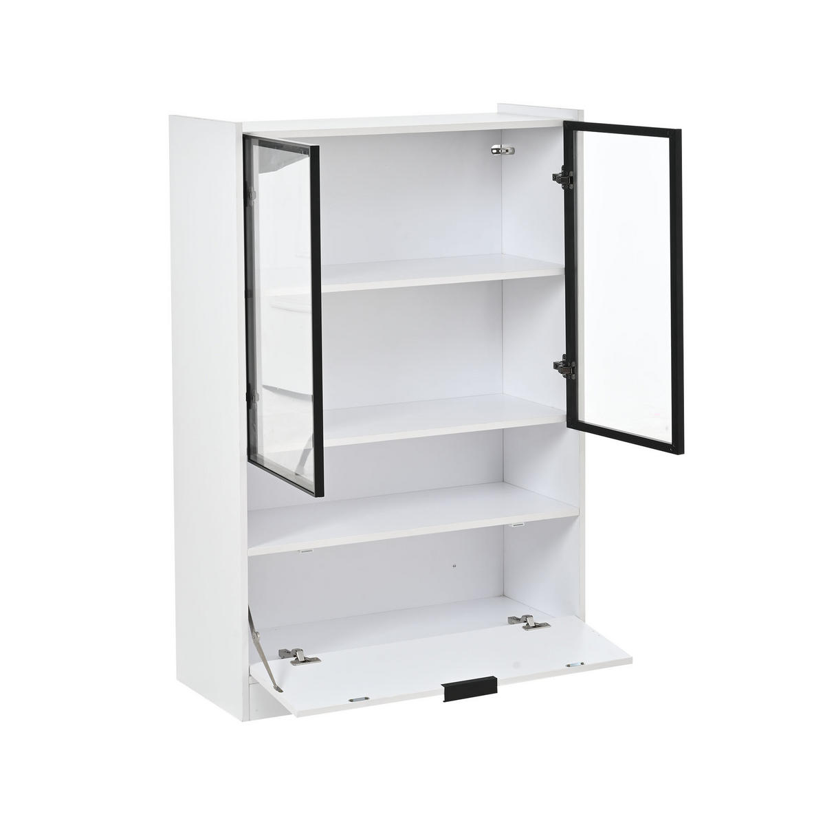 VITRINE DE-37858 mit LED-Beleuchtung und Glastüren Weiß - Weiß, Holzwerkstoff (80/120/35cm) - ComfortXL