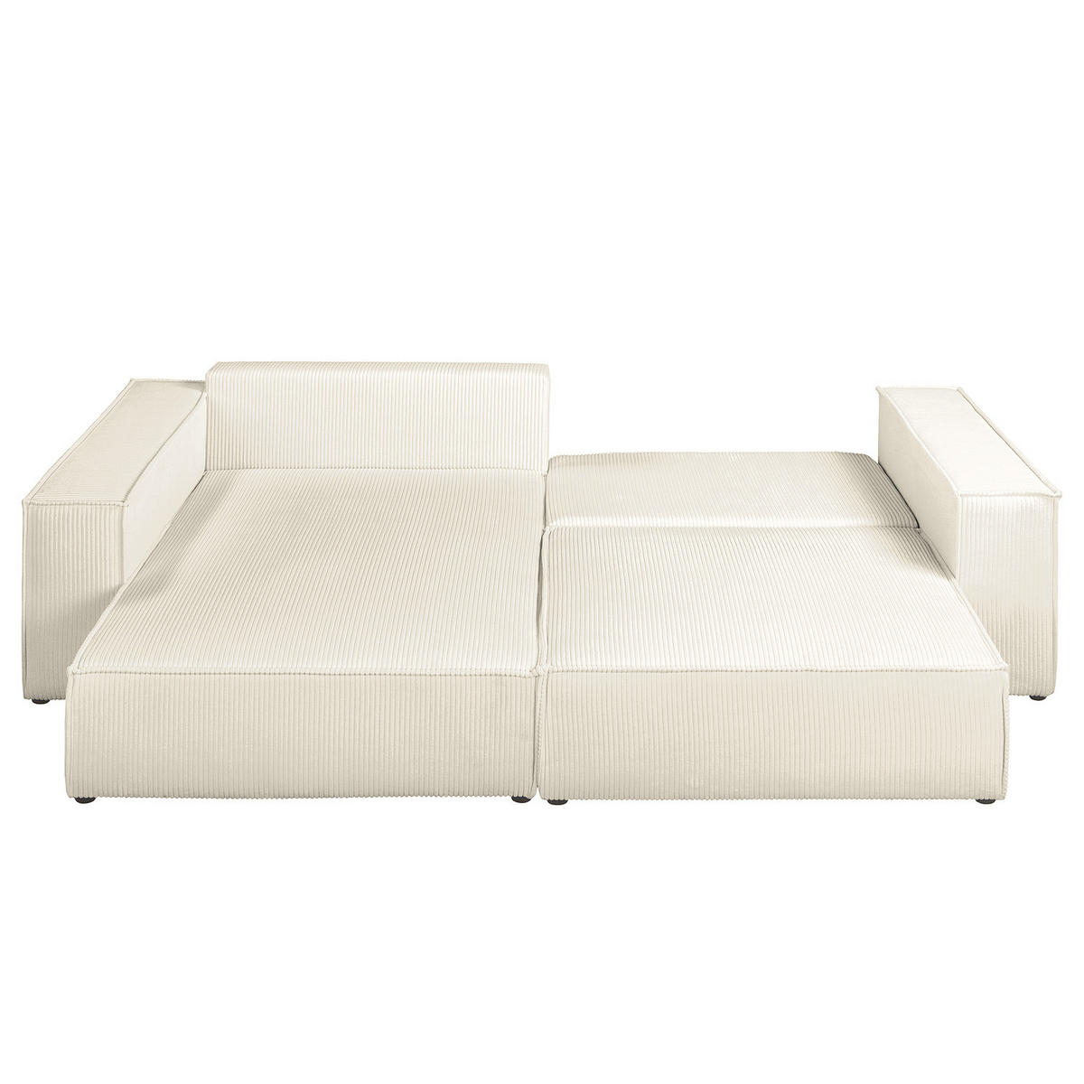 ECKSOFA mit Schlaffunktion - 255 cm - Creme/Schwarz, Kunststoff/Textil (255/148cm) - home24