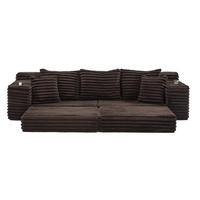 SCHLAFSOFA aus Cord mit Getränkehaltern und Kissen, Kaffeebraun - Mokka, Textil (107.48/34.25/38.58cm)