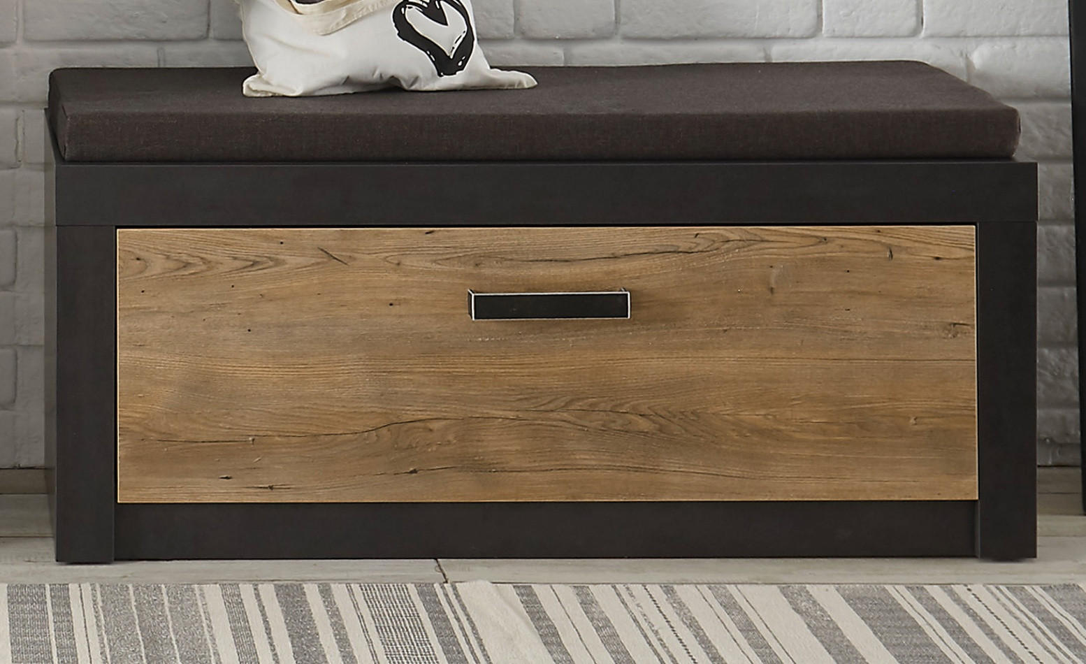 GARDEROBEN-SITZBANK Kastanie und grau Fresco, Garderobenbank Schuhschrank, 107 x 43 cm - Kastanienfarben/Dunkelgrau, Holzwerkstoff/Kunststoff (107/43/42cm) - Furn.Design