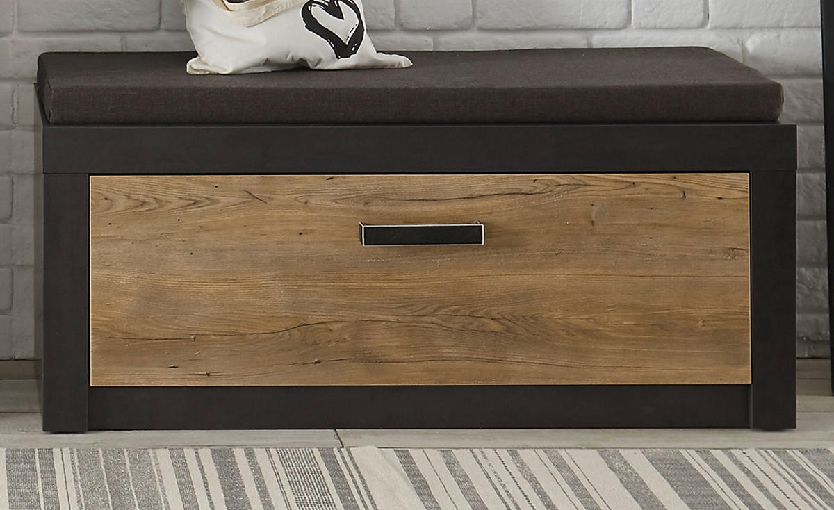 GARDEROBEN-SITZBANK Kastanie und grau Fresco, Garderobenbank Schuhschrank, 107 x 43 cm - Kastanienfarben/Dunkelgrau, Holzwerkstoff/Kunststoff (107/43/42cm) - Furn.Design