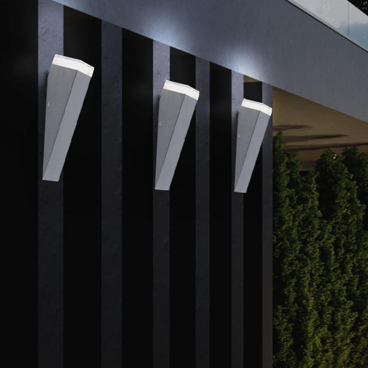 LED AUSSEN-WANDLEUCHTE Edelstahl Silber - Silberfarben, Metall (7.5/30.5/8.5cm)