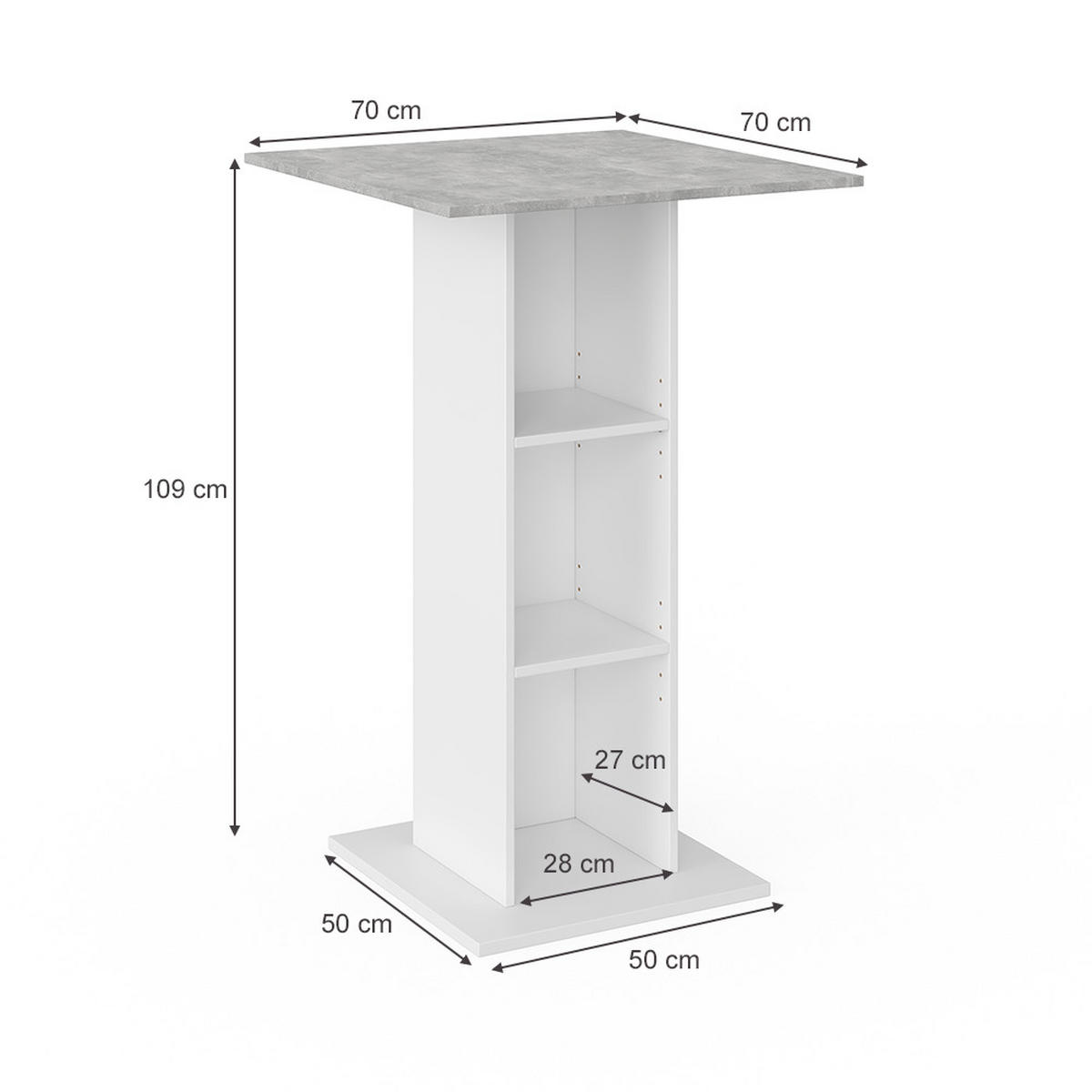 BARTISCH Rodeo Beton 70 x 70 cm - Grau, Holzwerkstoff (70/109/70cm) - Vicco