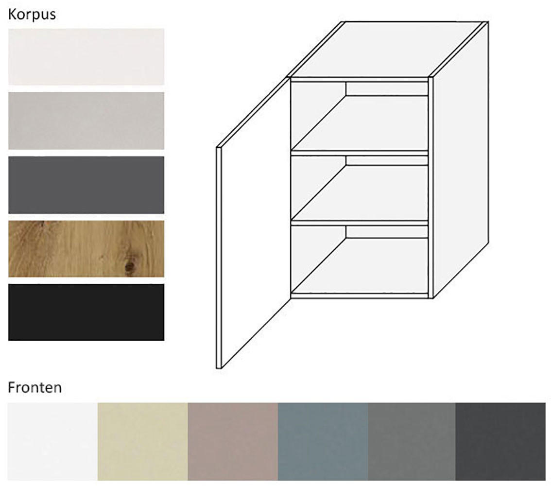 KÜCHENHÄNGESCHRANK Kvantum W2/50 Mint Matt / Lava Matt 50 / 32,5 / 72cm - Dunkelgrau/Mintgrün, Holz/Holzwerkstoff (50/72/32.5cm) - Feldmann-Wohnen