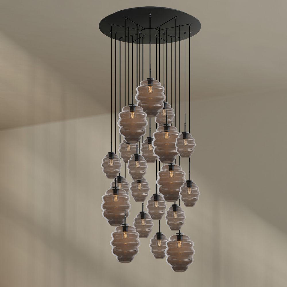 GALERIELEUCHTE Echos 20-flammig Rauch Ø 18/25cm - Anthrazit/Schwarz, Glas (18/18/20cm) - s.luce