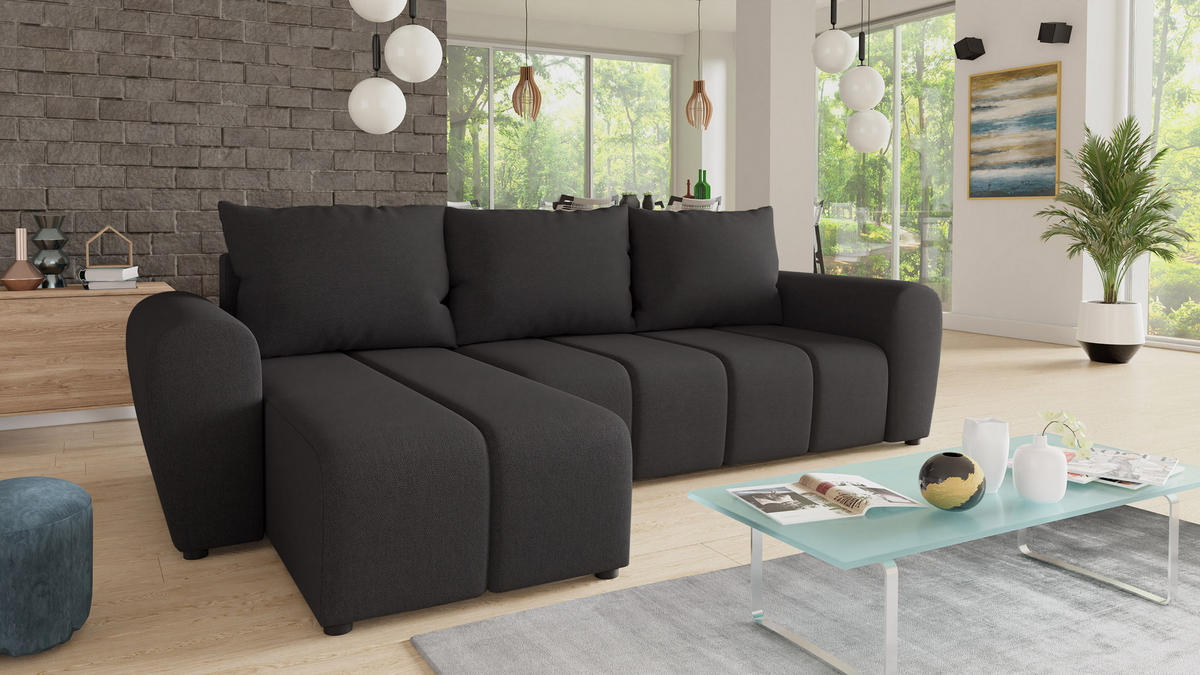 ECKSOFA Cleo L - Schwarz, Holz/Textil (243/147cm) - Sofnet