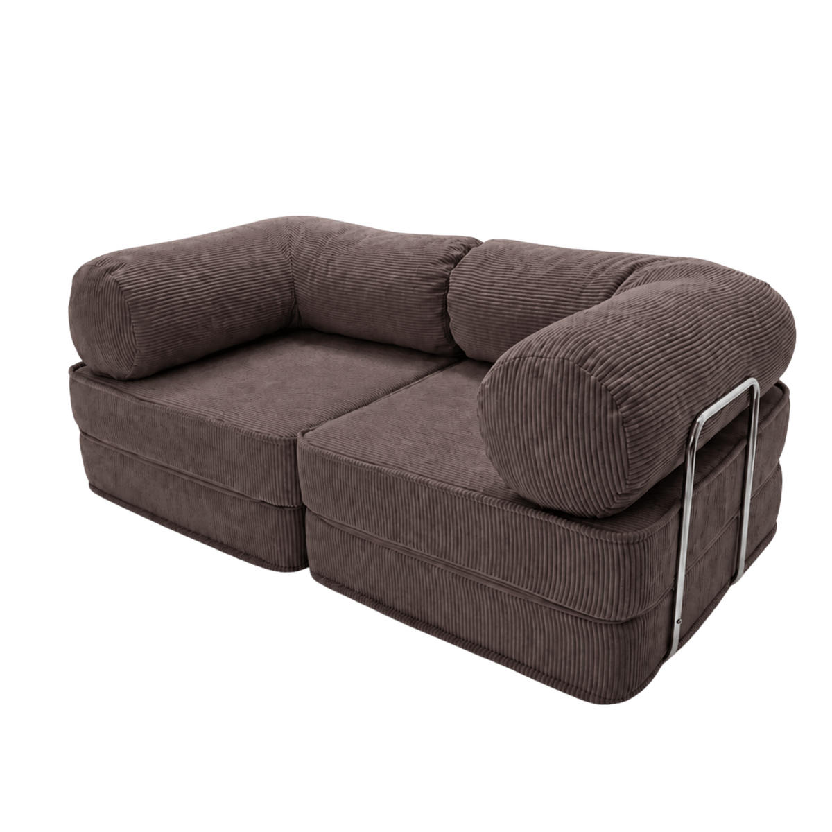 SOFA SURB Duo 100 Schlafsofa 2-Sitzer Braun 200/100 cm - Chromfarben/Braun, Textil/Metall (200/70/100cm) - SURB