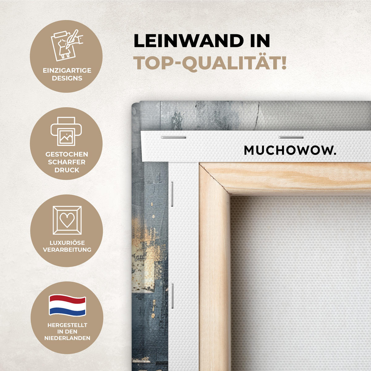 LEINWANDBILD Kunst - Grau - Gold - Abstrakt 20x20 cm - Dunkelgrau, Textil (20/20cm) - MuchoWow