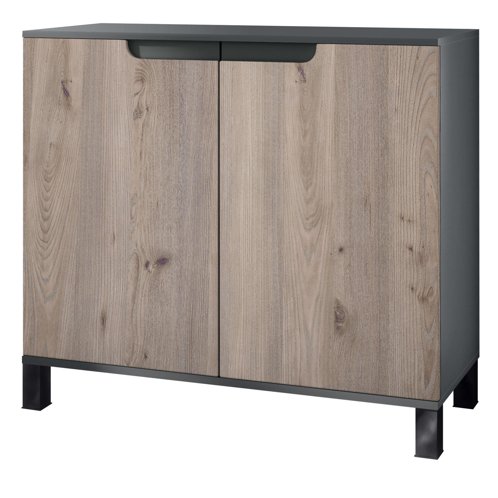 KOMMODE Sylt Eiche Nordic - Silbereichenfarben, Holzwerkstoff (92.5/84.5/35cm) - Vladon