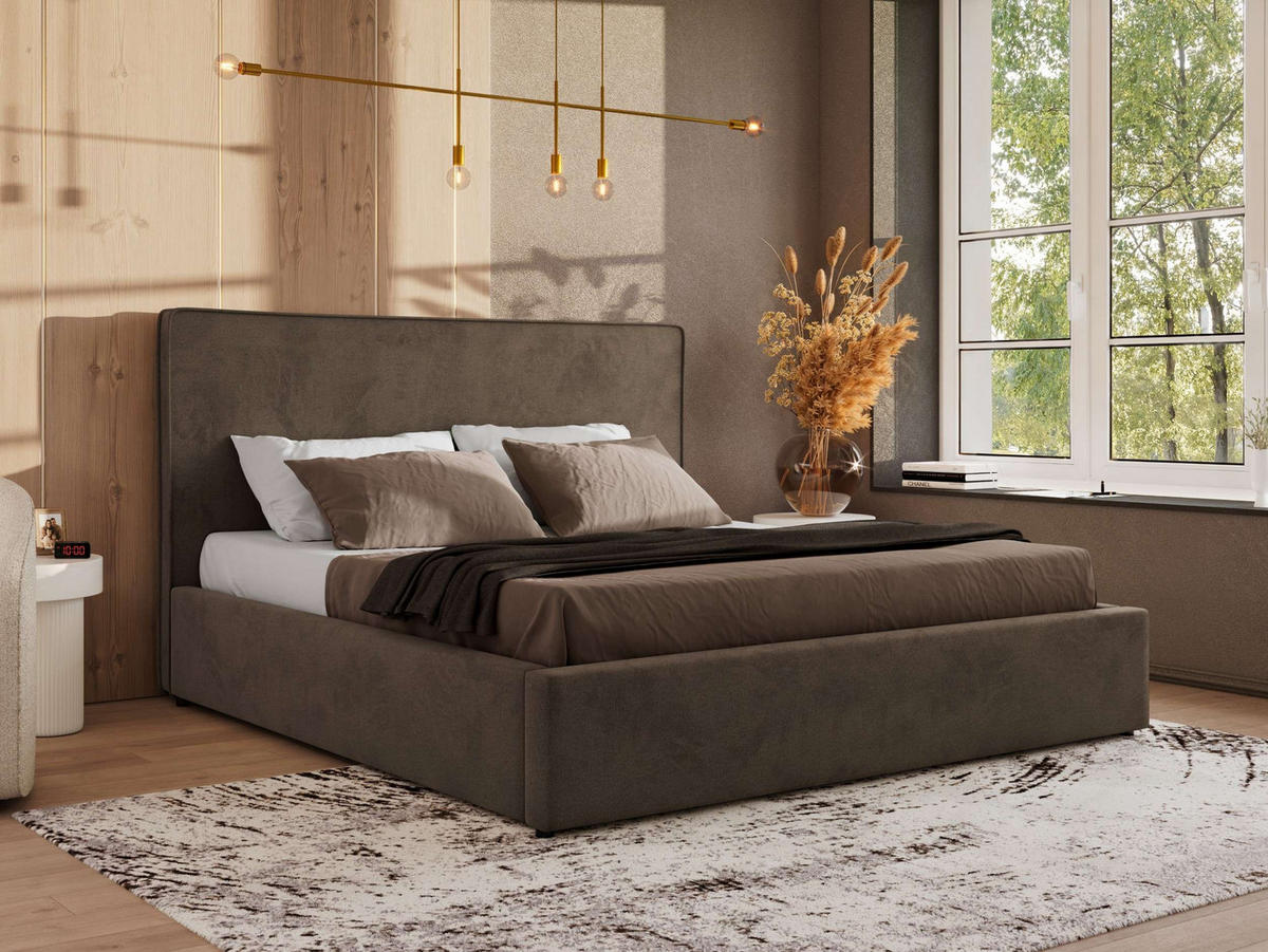 POLSTERBETT CORIVO CLASSIC 200/200 - Braun Velvet - Pocket-Matratze - Braun, Textil (200/200cm) - MKS