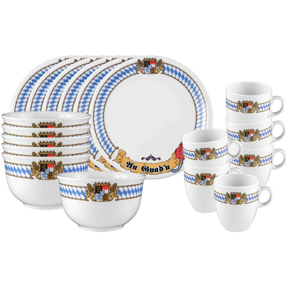 FRÜHSTÜCKS-SET Compact Bayern bunt 18er Set - Multicolor, Keramik (1/1/1cm) - Seltmann Weiden