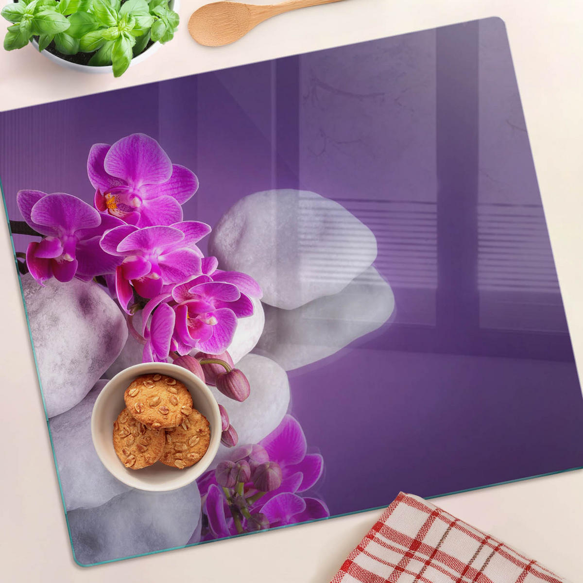 GLASPLATTE 60x52 cm Orchidee - Lila, Glas (60/0.4/52cm) - TULUP
