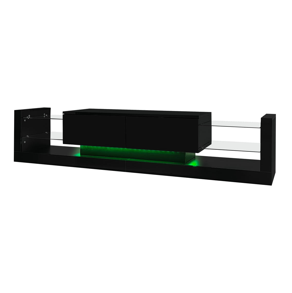 TV-MÖBEL Verona Schwarz 181/38/38 cm - Schwarz, Holzwerkstoff (181/38/38cm) - PANGIVO
