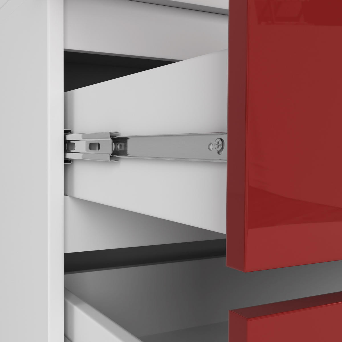 KLEIDERSCHRANK Weiß, Rotglanz 180x51x90 cm - Rot/Weiß, Holzwerkstoff (90/180/51cm) - Akord