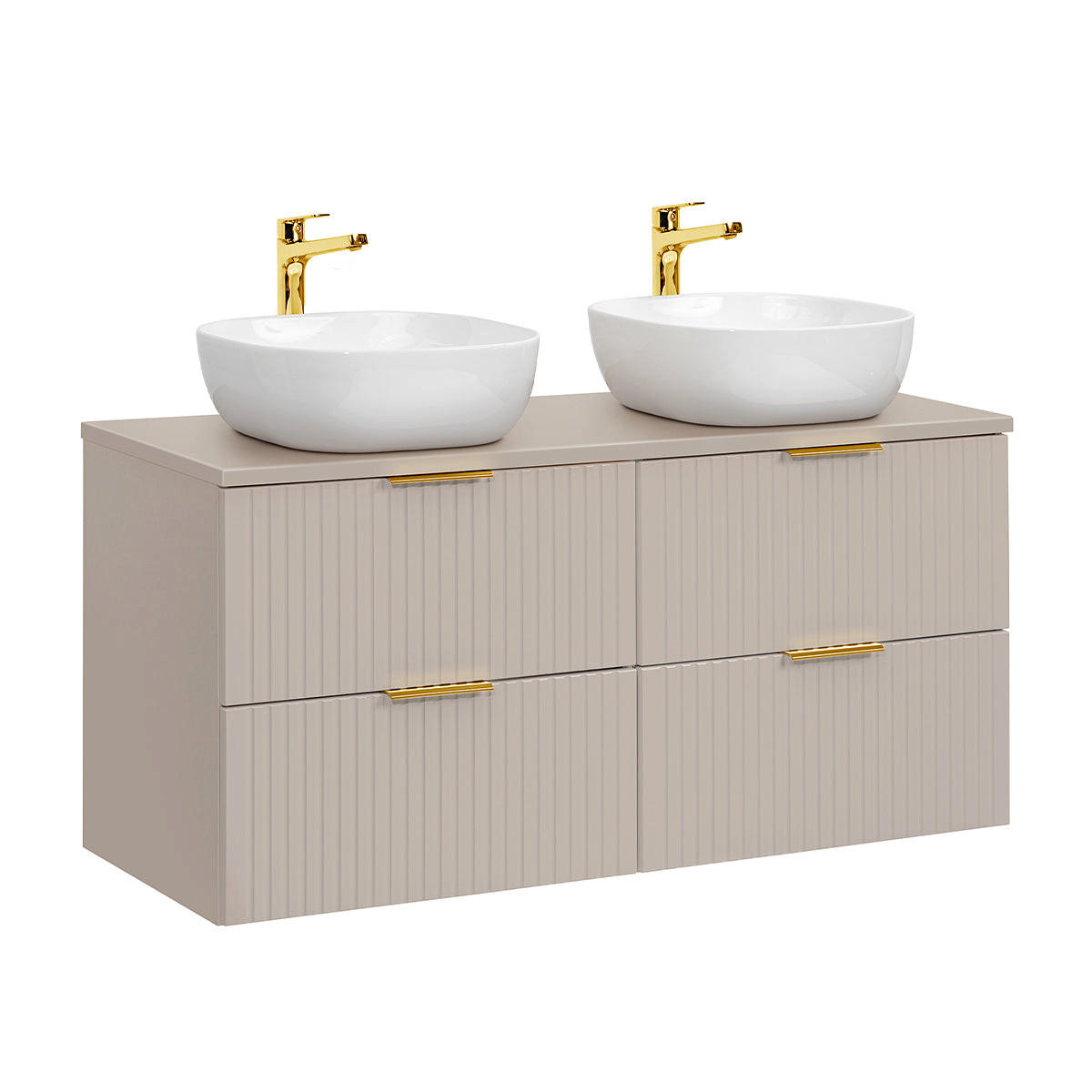 BADMÖBEL 120.8cm Adriel 2er-Set Beige - Beige, Holzwerkstoff (120.8/59/46cm) - Petits-meubles