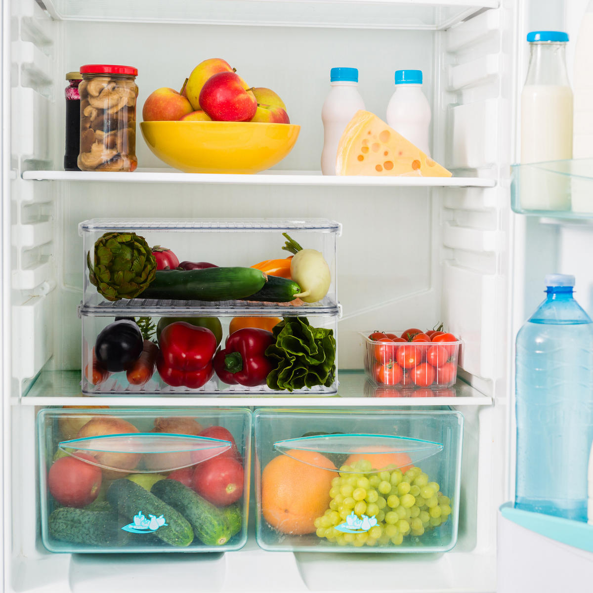 2XORGANIZÉR do lednice - průhledná, plast (21/10.5/33cm) - Relaxdays