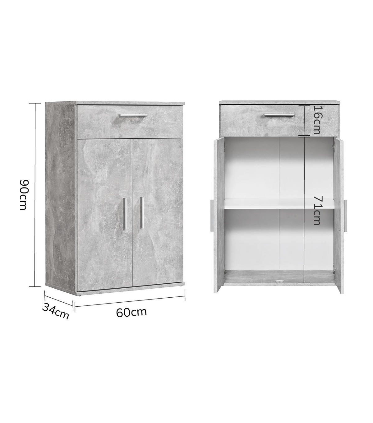MEHRZWECKSCHRANK Der Praktische - Hellgrau/Weiß, Holzwerkstoff (60/91/34cm) - Mokebo