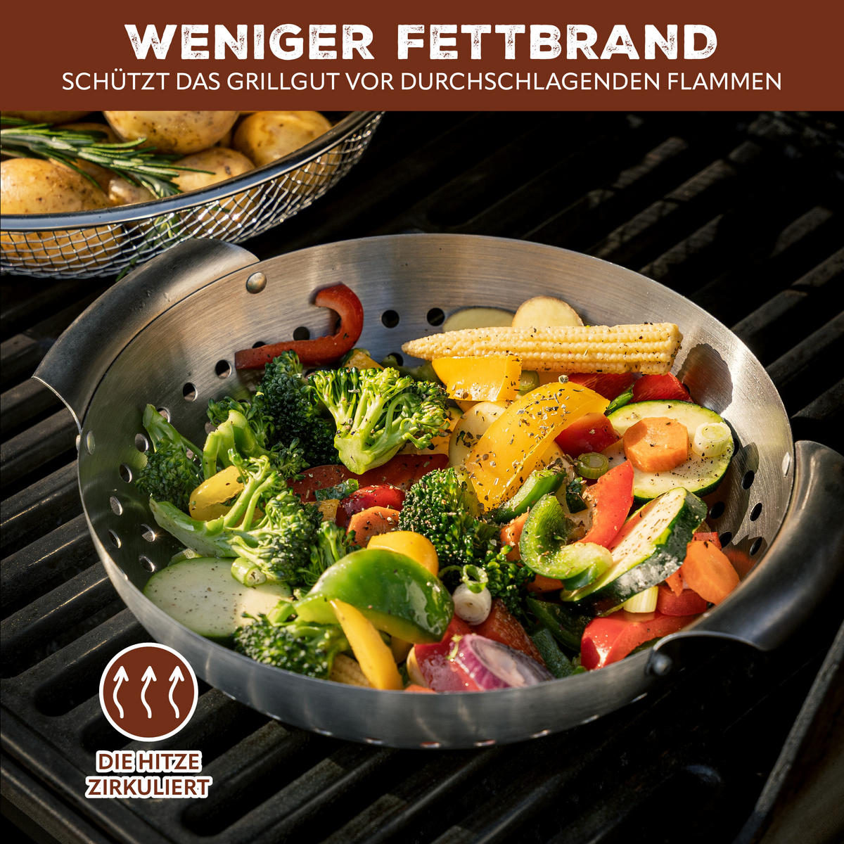 GRILLKÖRBE 3er-Set, silber, Metall - Edelstahlfarben, Metall (18.5/32/1.5cm) - bremermann